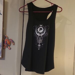 Black Graphic Racerback Tank Top - Women Large